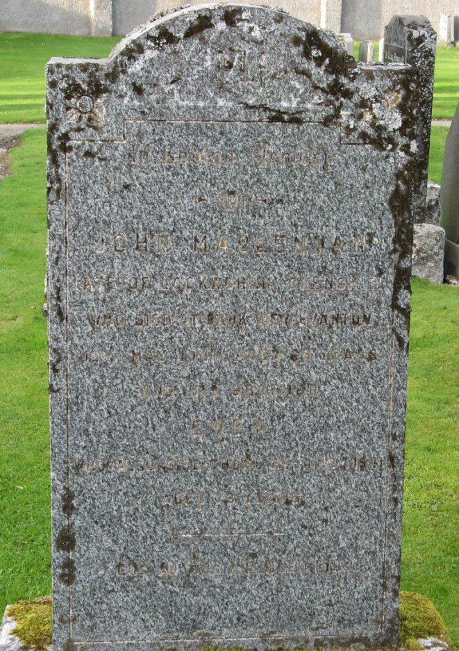 Photo of headstones/John MacLennan (d1941) hdstn Kiltearn &bthr Ewen